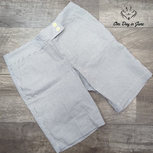 Talbots Petite Striped Flat Front Shorts Size 4P - Picture 1 of 7